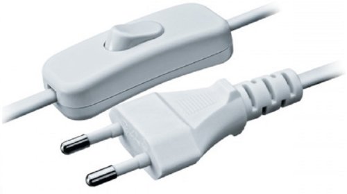 Шнур с электрической вилкой и проходным выключателем Navigator (ШВВП 2х0.5) 1.7м белый картинка 